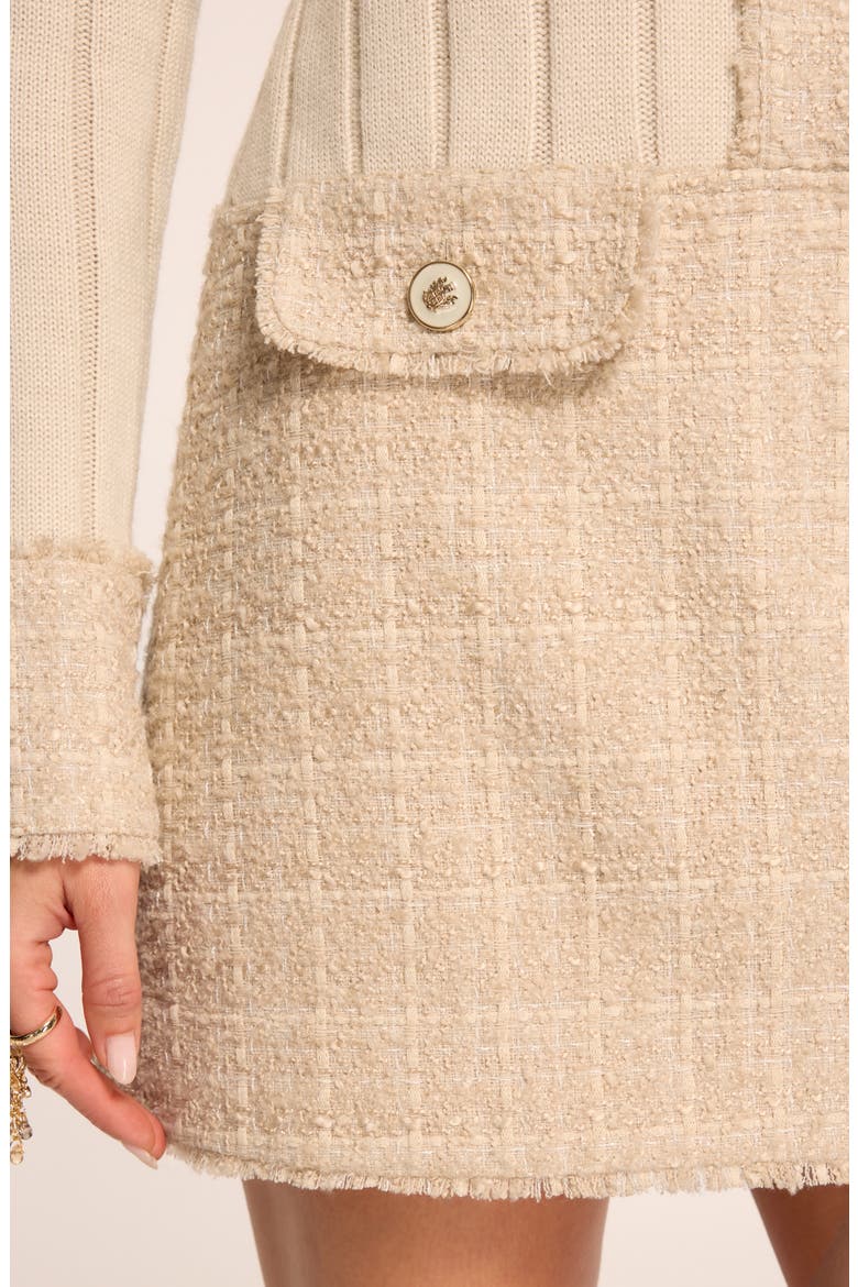 Ellen Lurex Tweed Long Sleeve Minidress, Alternate, color, BONE