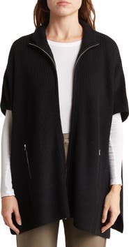 Bruno Magli Cashmere Blend Zip Front Knit Cape