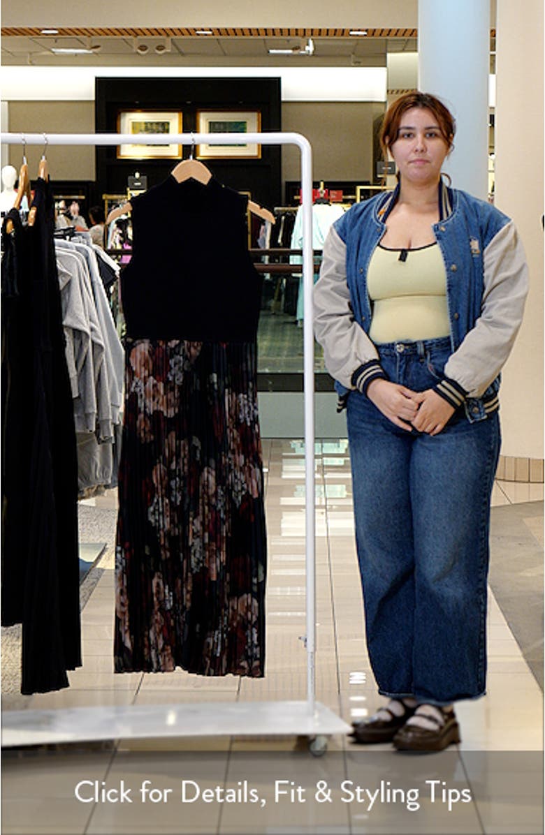 Floral Mixed Media Sleeveless Midi Dress, sales video thumbnail