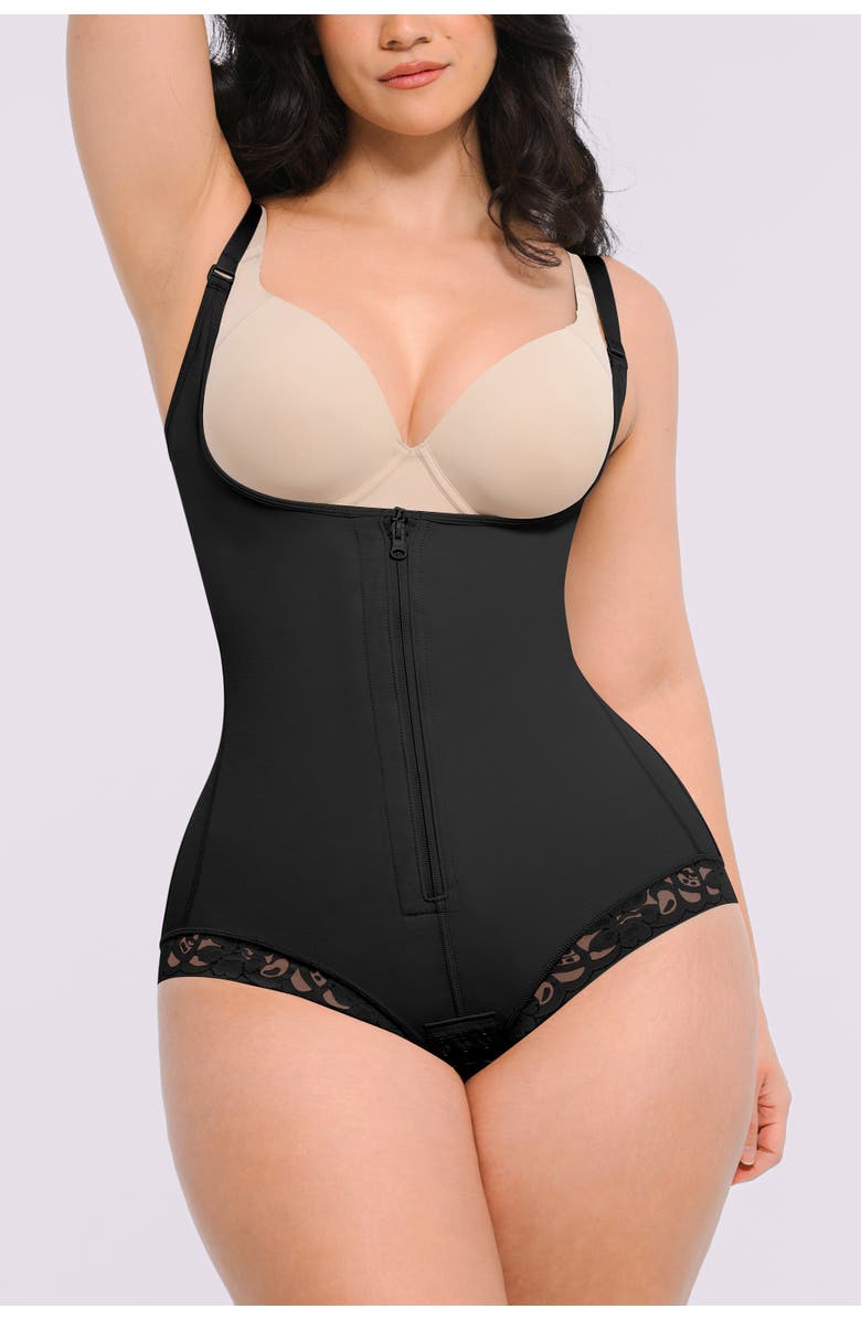 Shapellx AirSlim<sup>®</sup> Zipper Front Open Bust Brief Bodysuit, Alternate, color, Jet Black