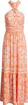 Lilly Pulitzer® Montecito Mixed Print Cross Neck Maxi Dress