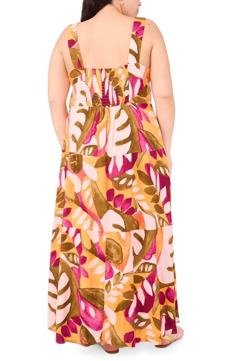Vince Camuto Palm Print Maxi Sundress, Alternate, color, Ecru Olive