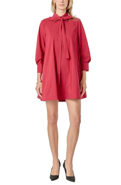 Bow Long Sleeve Shirtdress
