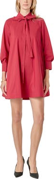English Factory Bow Long Sleeve Shirtdress