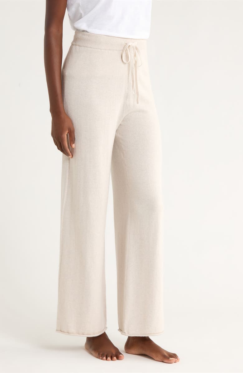 Papinelle Cotton & Cashmere Straight Leg Pajama Pants, Alternate, color, Ecru