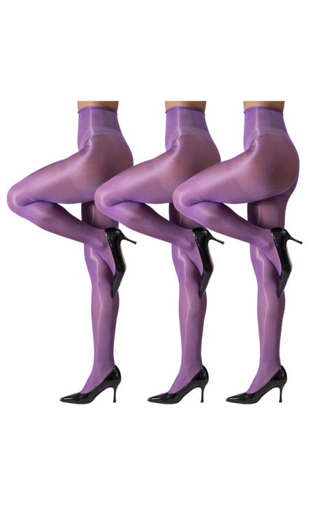 5-Pack Glossy Semi-Opaque Bold Color Tights