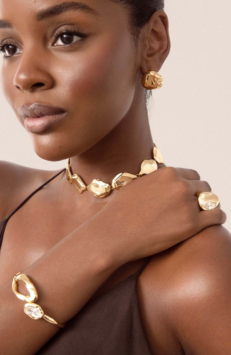 Ettika Molten Spheres Large Stud Earrings, Alternate, color, Gold