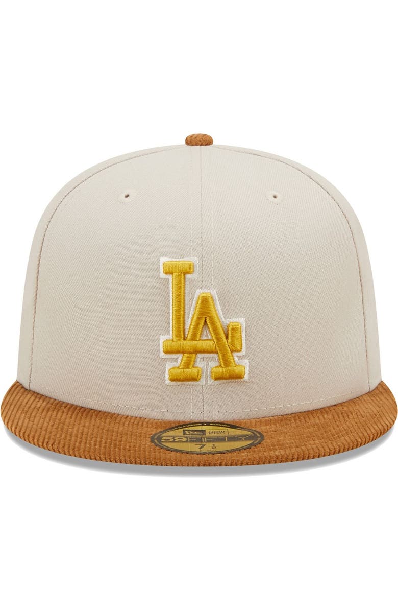 New Era Men's New Era Cream/Brown Los Angeles Dodgers Corduroy Visor 59FIFTY Fitted Hat, Alternate, color, 