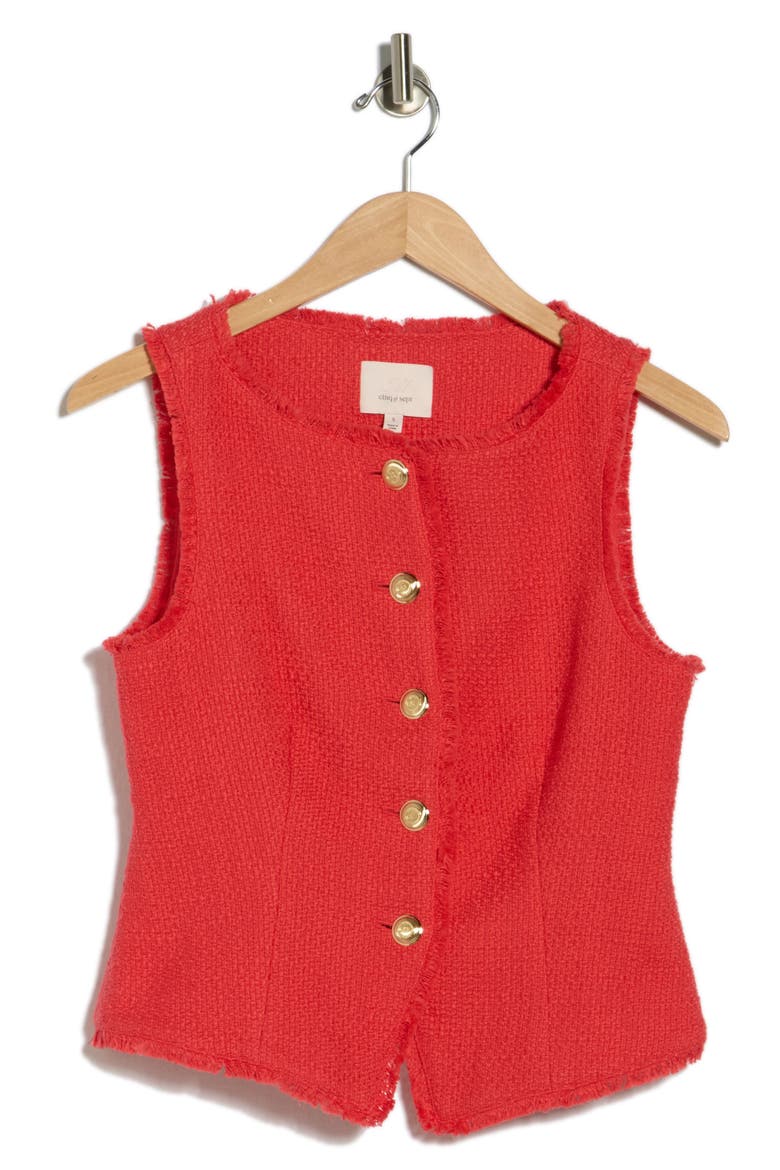 Camen Cotton Bouclé Vest, Alternate, color, CHERRY LEMON