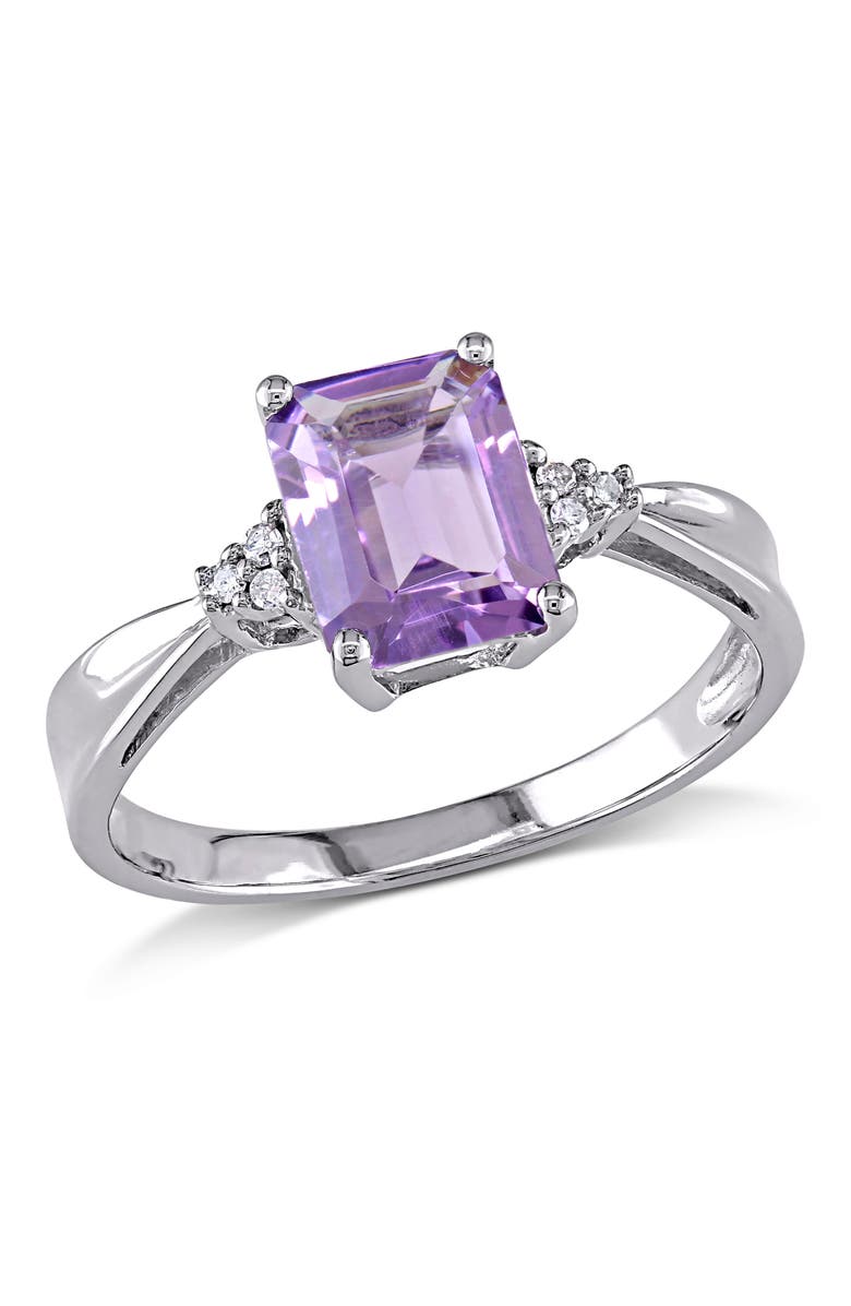 Julianna B. Emerald-Cut Amethyst & Diamond Ring, Main, color, Amethyst
