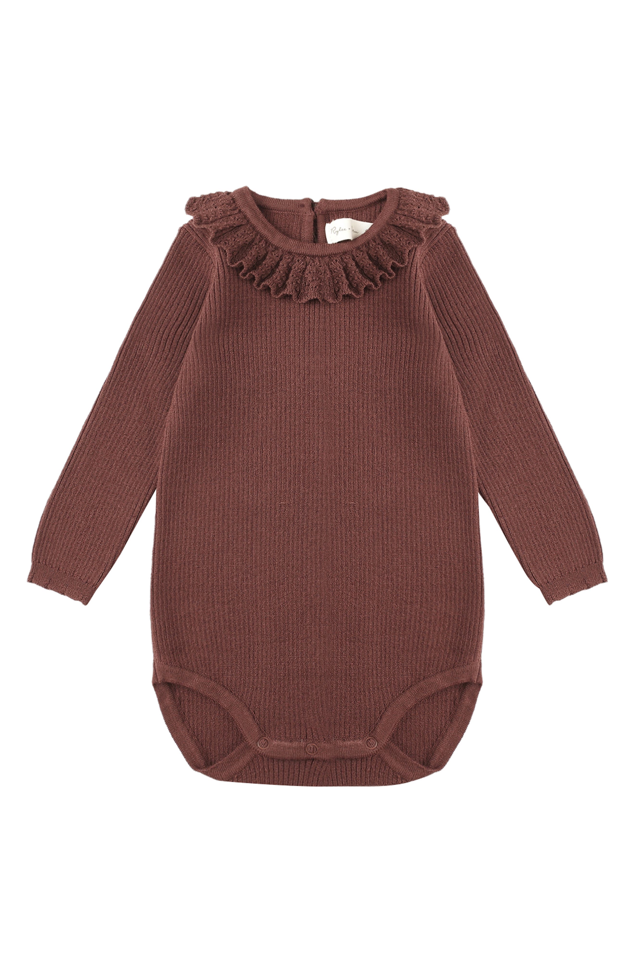 Rylee + Cru Ruffle Collar Rib Bodysuit