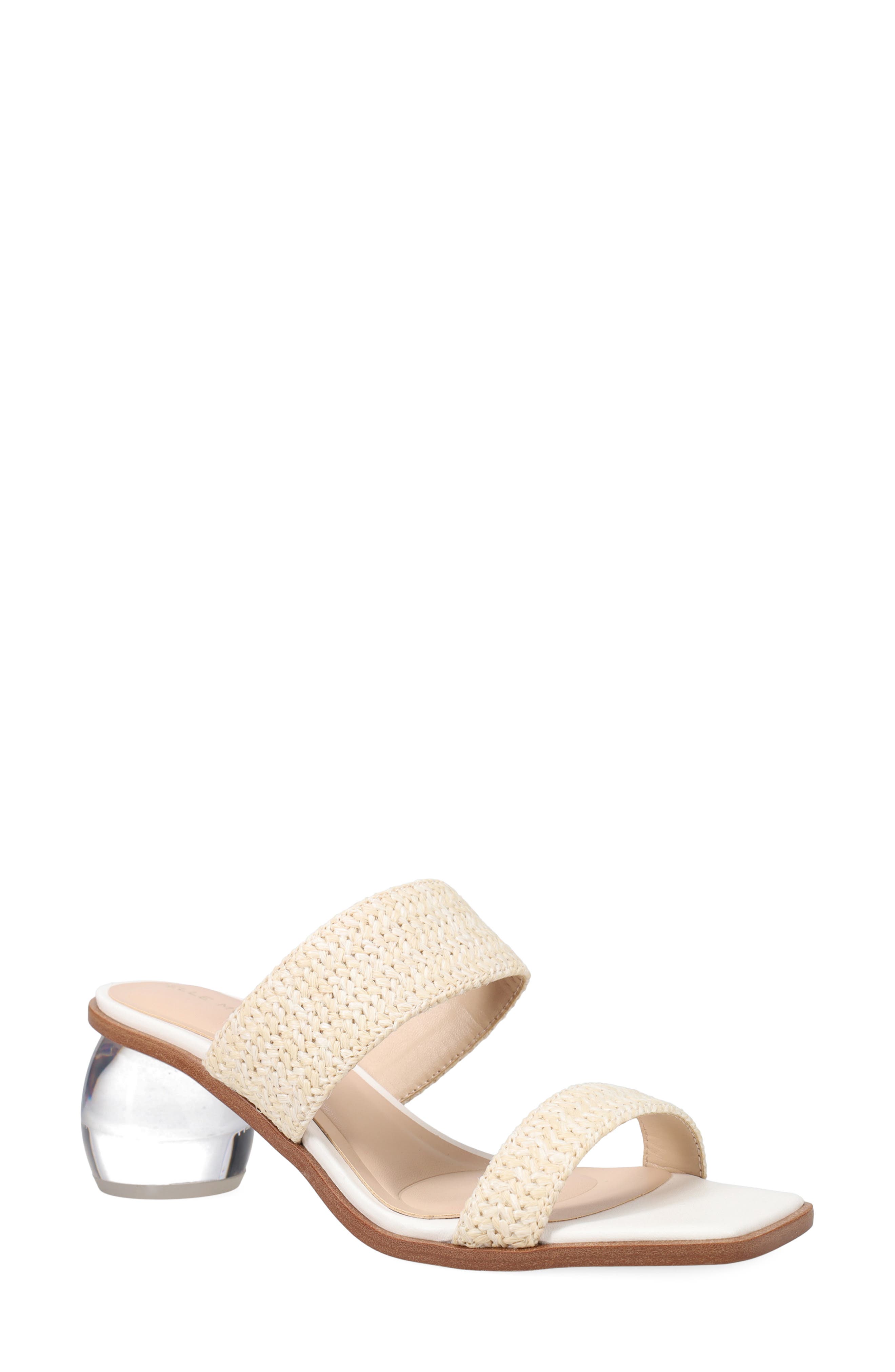 Pelle Moda Lela Raffia Slide Sandal, Main, color, White Raffia