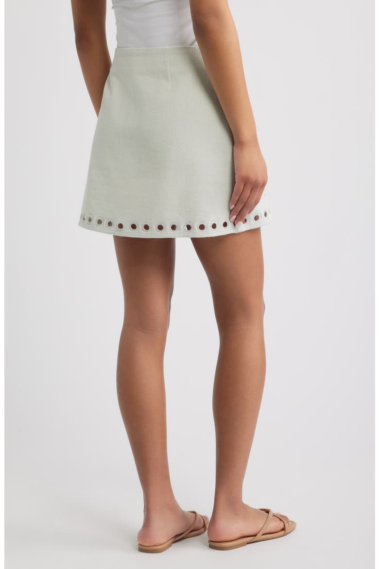 Adelaide Eyelet Cotton Twill Miniskirt, Alternate, color, SKYWRITING