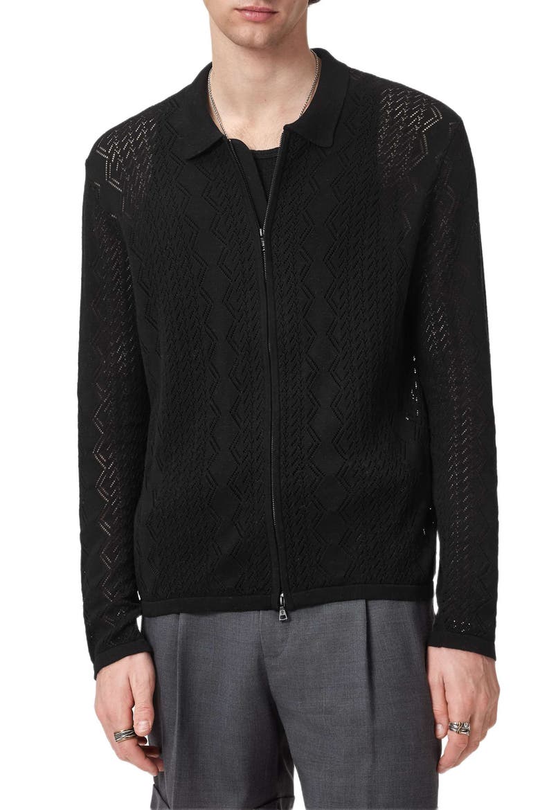 Pietro Organic Cotton Zip Cardigan, Main, color, BLACK
