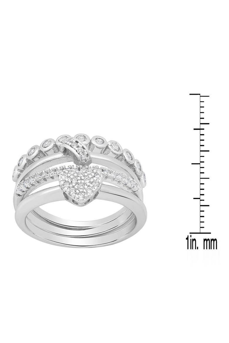 Set of 3 18K White Gold Plated Simulated Diamond Rings, Alternate, color, SILVER