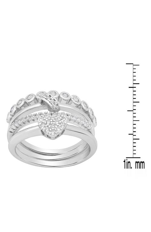 Hmy Jewelry Set Of 3 18k White Gold Plated Simulated Diamond Rings In Metallic