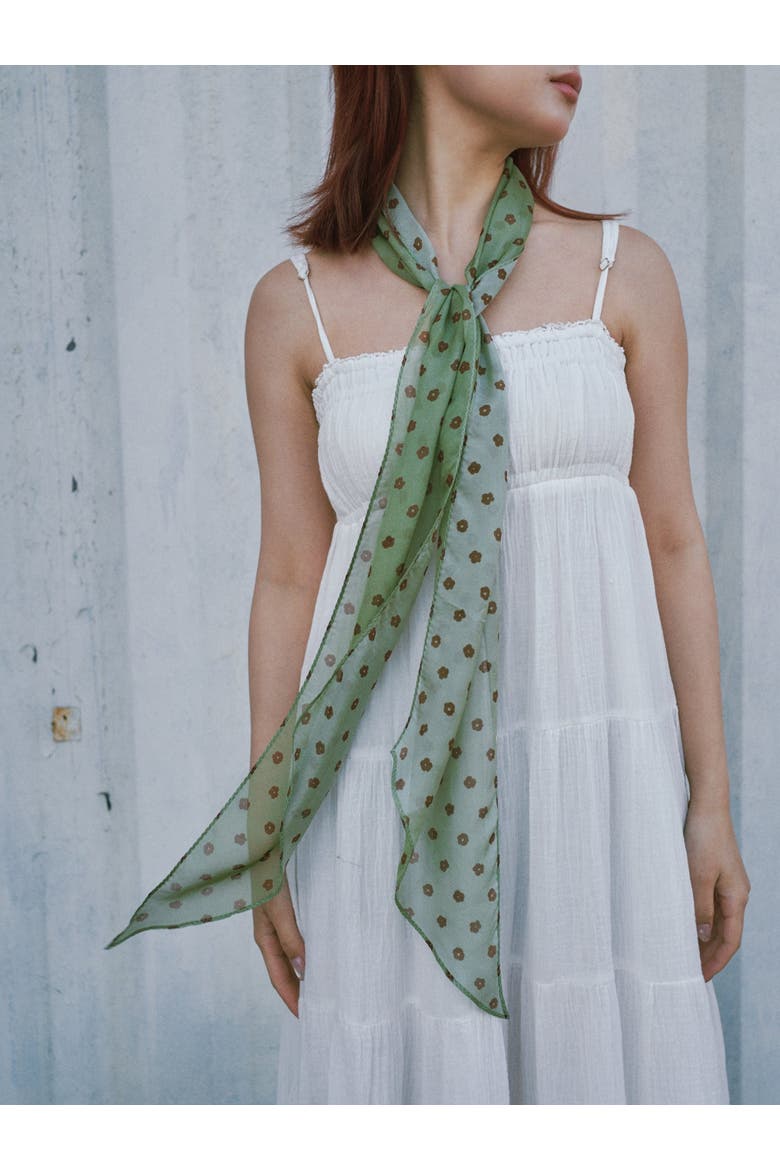 "Petal Veil" Silk Chiffon Neck Scarf, Alternate, color, Matcha Green