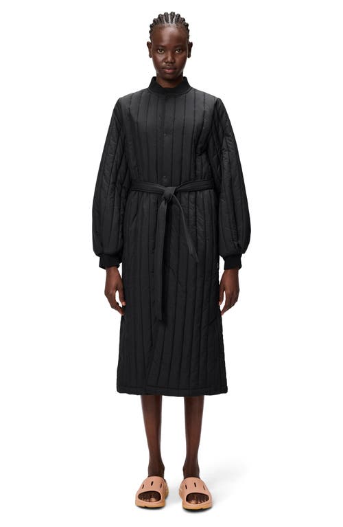Rains Banja Belted Quilted Liner Coat In Black