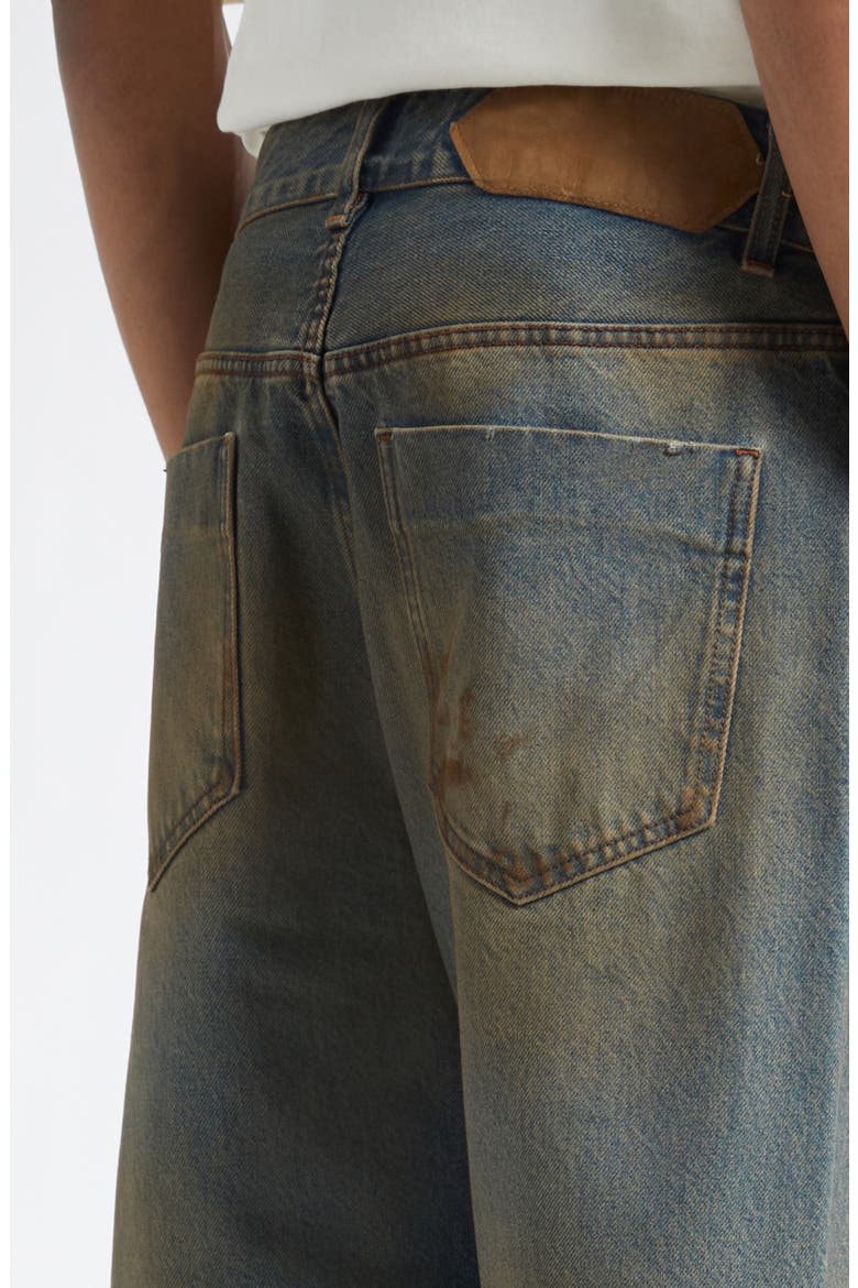 Le De-Nîmes Berger Straight Leg Jeans, Alternate, color, DISTRESSED BLUE/ TABAC