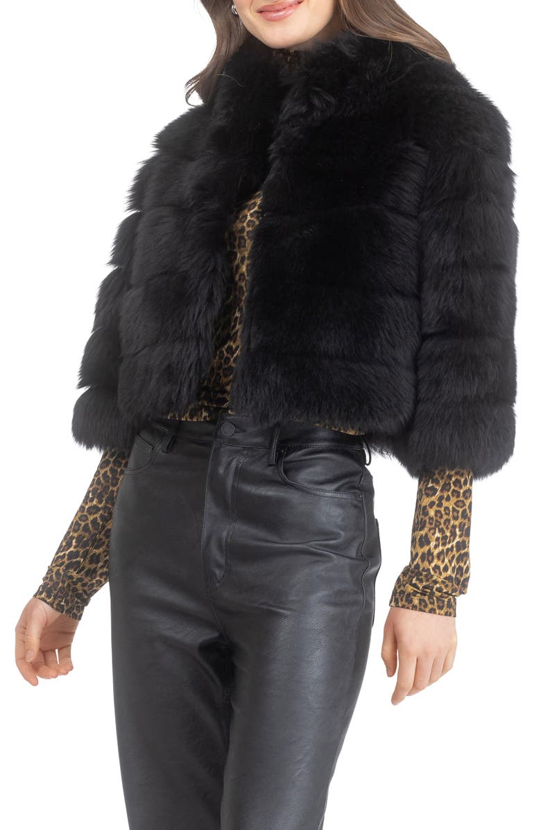 GORSKI Genuine Shearling Bolero, Cropped Sleeves, Alternate, color, Black