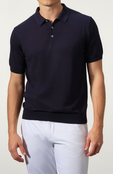 Cotton Blend Polo Sweater