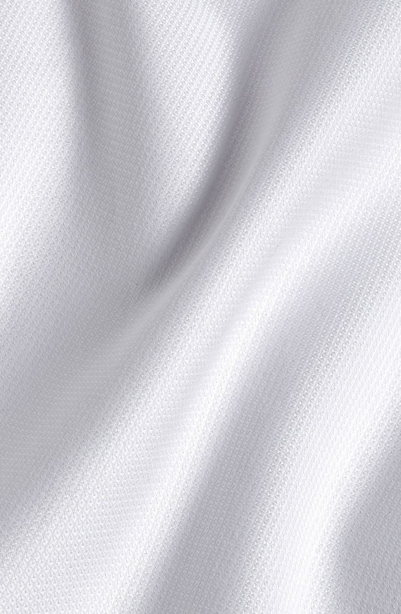 David Donahue Trim Fit White Cotton Dobby Tuxedo Shirt, Alternate, color, White