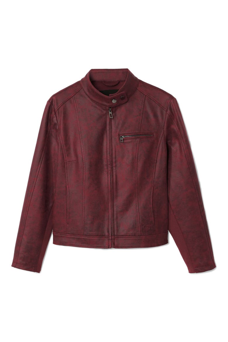 Munich Faux Leather Moto Jacket, Alternate, color, RED