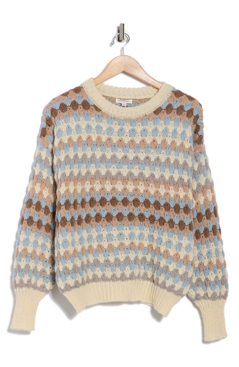 Blu Pepper Multi Color Knit Sweater, Alternate, color, Cream Multi