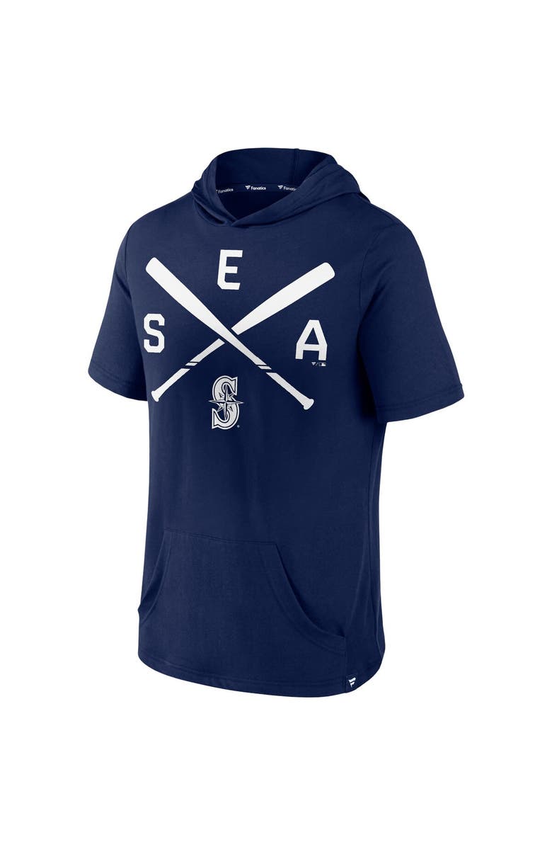 FANATICS Men's Fanatics Branded Navy Seattle Mariners Iconic Rebel Short Sleeve Pullover Hoodie, Alternate, color, 