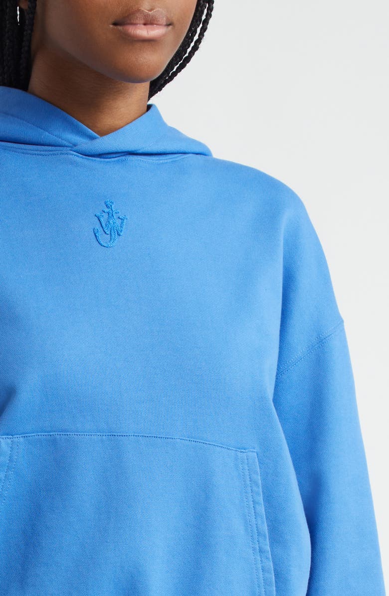 JW Anderson Anchor Logo Embroidered Crop Hoodie, Alternate, color, 727 Bright Blue