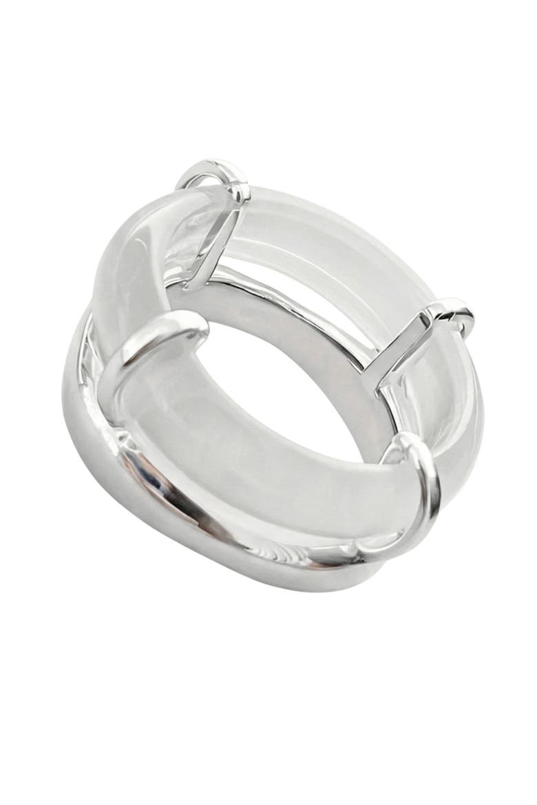 Cove White Chalcedony Sculpted Ring, Alternate, color, White