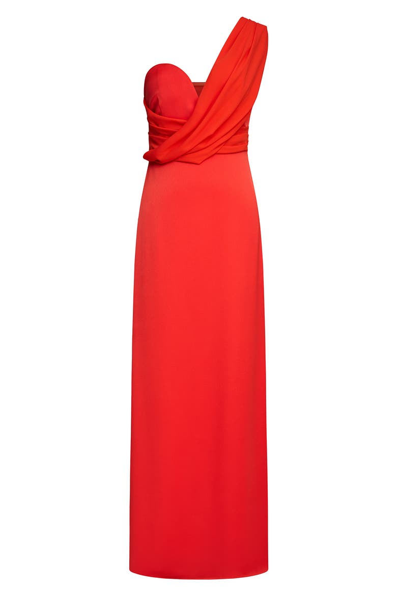 Roselle One-Shoulder Cotton Blend Crepe Gown, Alternate, color, ORANGE SPICE
