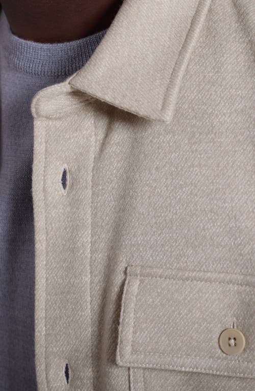 Bugatchi Slub Knit Wool & Cotton Button-up Shirt Jacket In Neutral