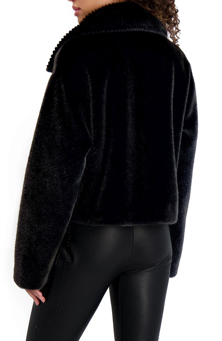 KARL LAGERFELD PARIS Grooved Faux Fur Jacket, Alternate, color, Black