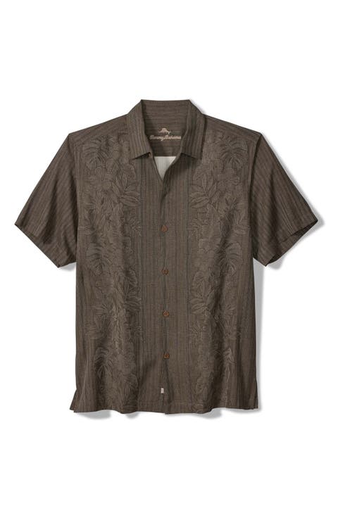 Maui Border Silk Short Sleeve Button-Up Shirt