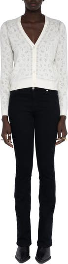 Zadig & Voltaire Manala Bandana Pointelle Cotton Cardigan | Nordstrom
