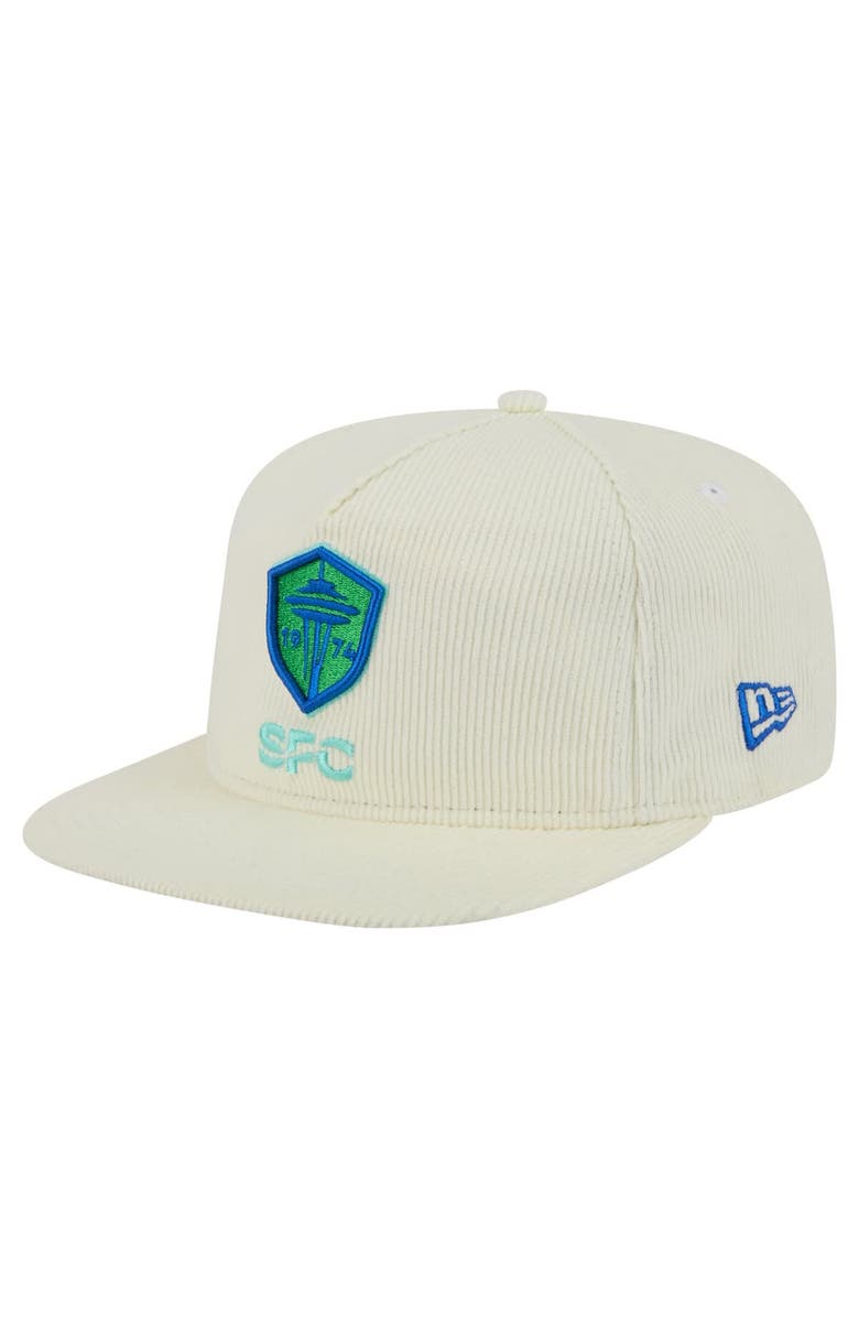 New Era Men's New Era Cream Seattle Sounders FC 2025 Kickoff Snapback Golfer Hat, Main, color, Cream