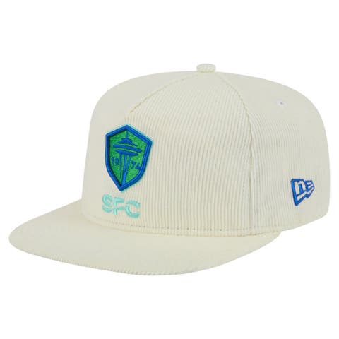 Men's New Era  Cream Seattle Sounders FC 2025 Kickoff Snapback Golfer Hat