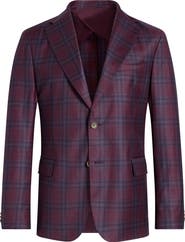 Zanella Treviso Red & Blue Plaid Wool Sport Coat