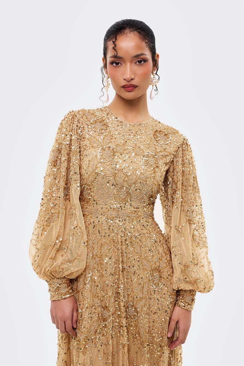 Modest Embellished Sequins A Line Maxi Dress, Alternate, color, RICHMOND