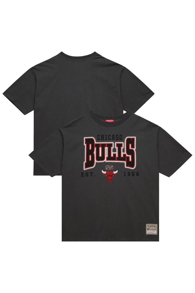 Women's Mitchell & Ness Charcoal Chicago Bulls Hardwood Classics Oversized Boyfriend T-Shirt, Main, color, Charcoal
