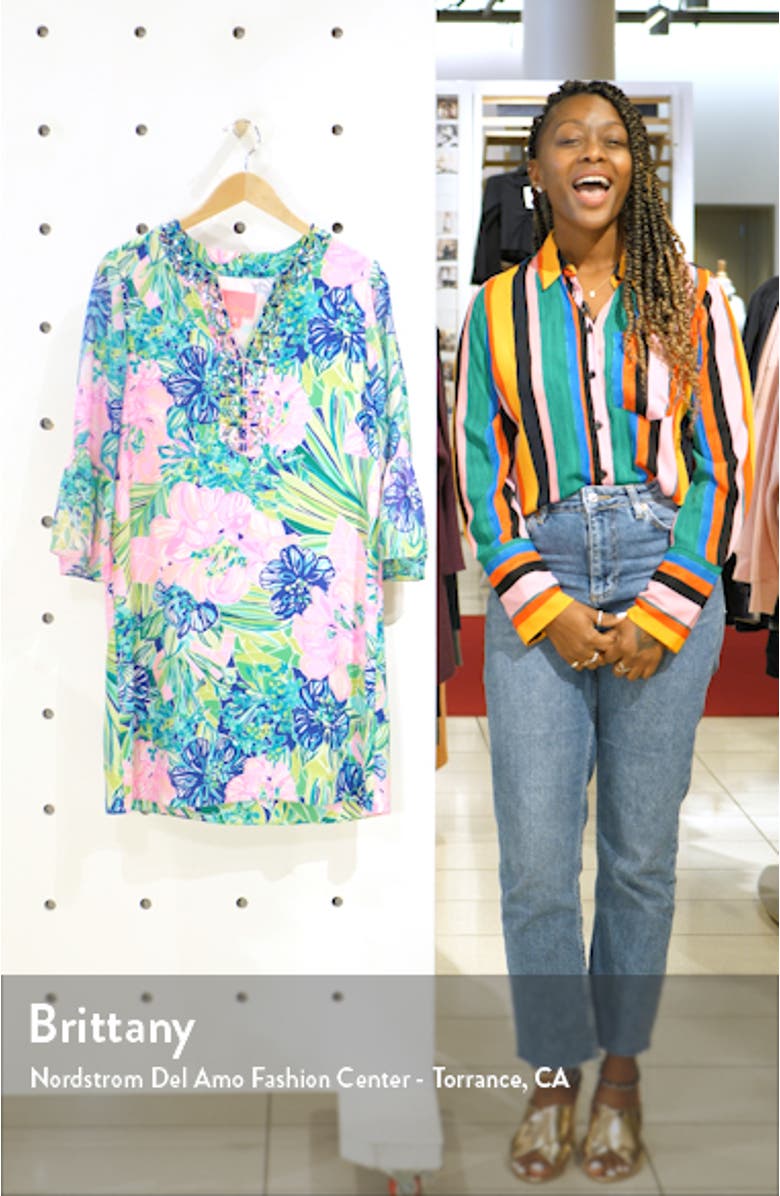 Elenora Floral Silk Shift Dress, sales video thumbnail