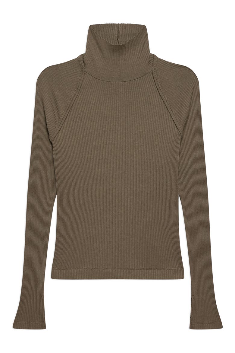 Layered Rib Turtleneck Top, Main, color, KALAMATA