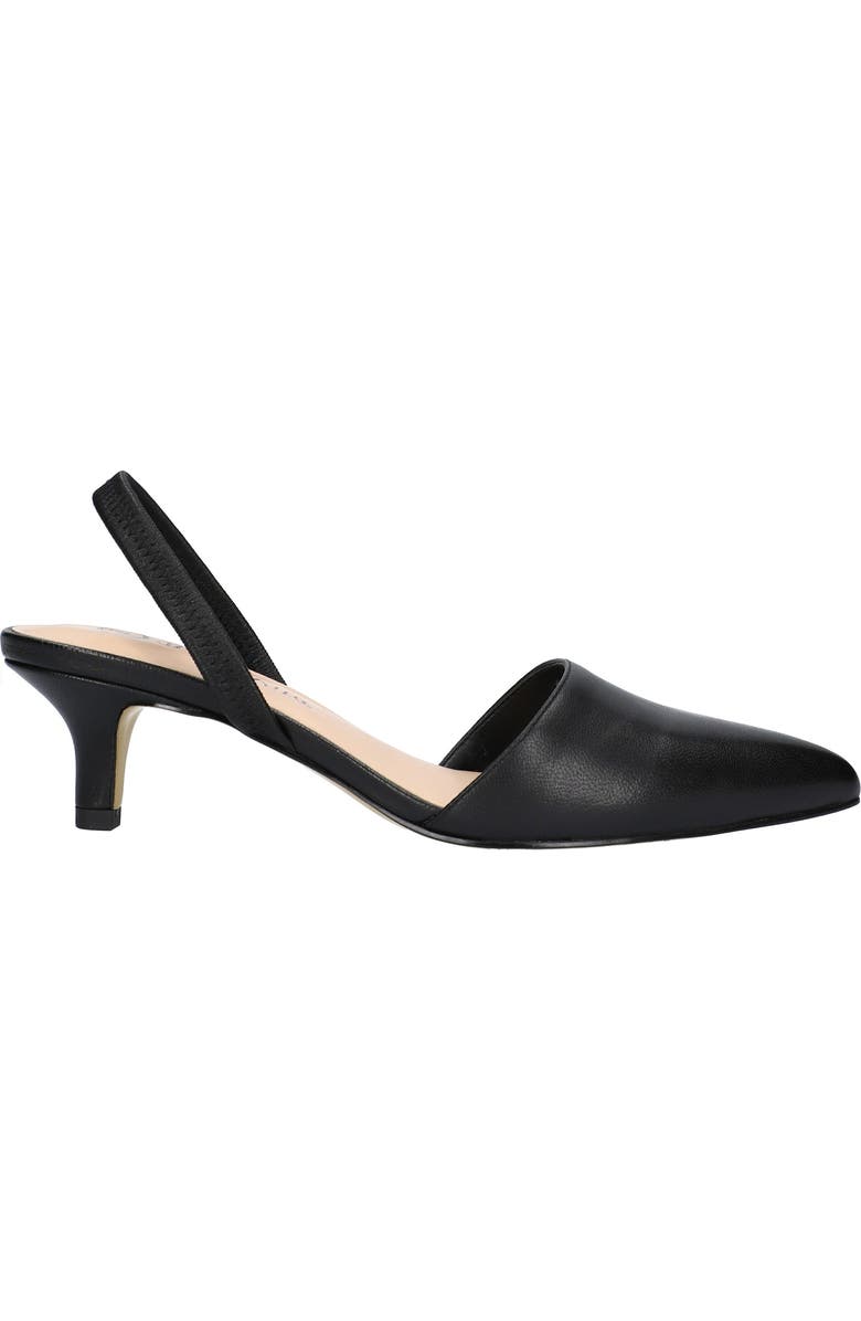 Bella Vita Sarah Slingback Pointed Toe Kitten Heel Pump, Alternate, color, Black Leather
