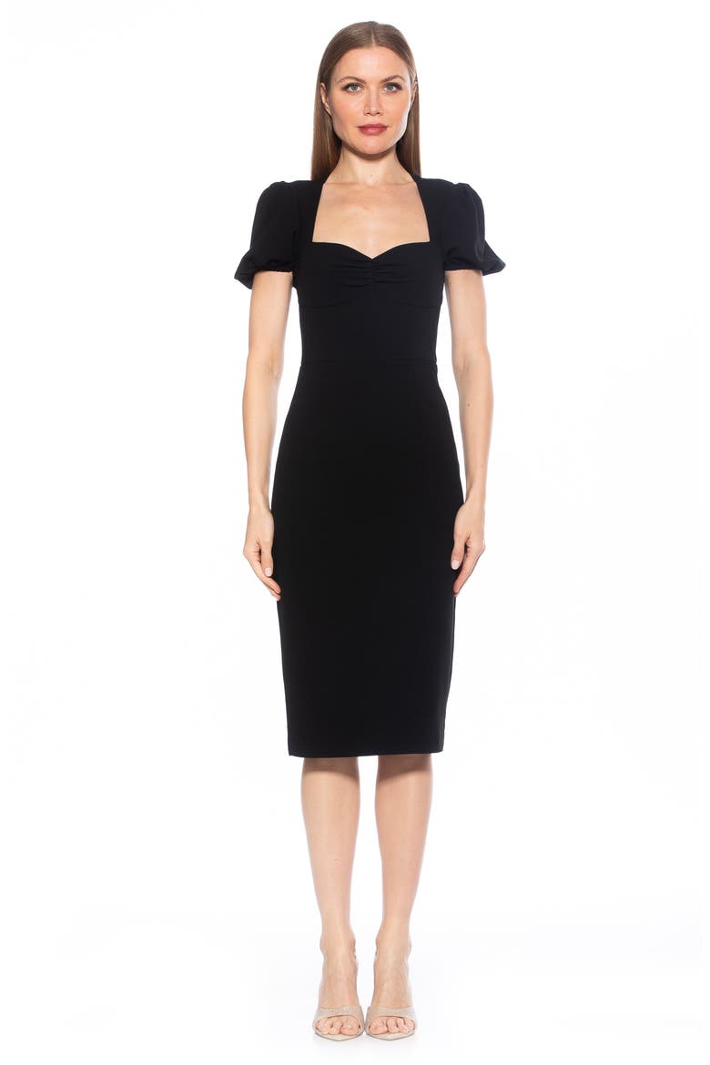 Micaela Sweetheart Neck Sheath Dress, Alternate, color, BLACK