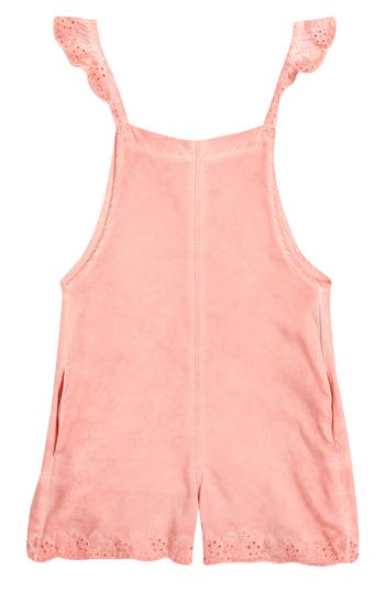 Tractr Kids' Ruffle Shoulder Romper In Pink
