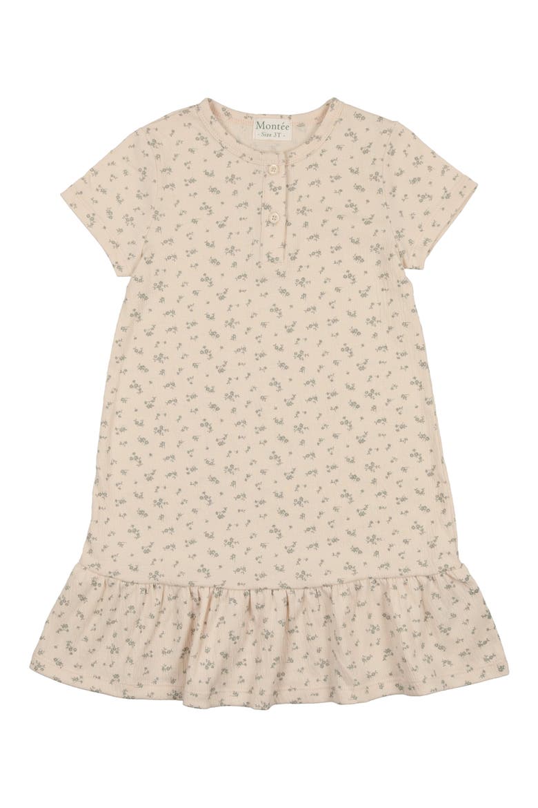 Kids' Printed Cotton Blend Gauze T-Shirt Dress, Main, color, SAGE