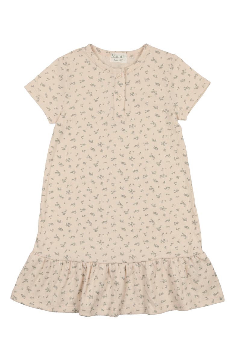 Manière Kids' Printed Cotton Blend Gauze T-Shirt Dress, Main, color, Sage