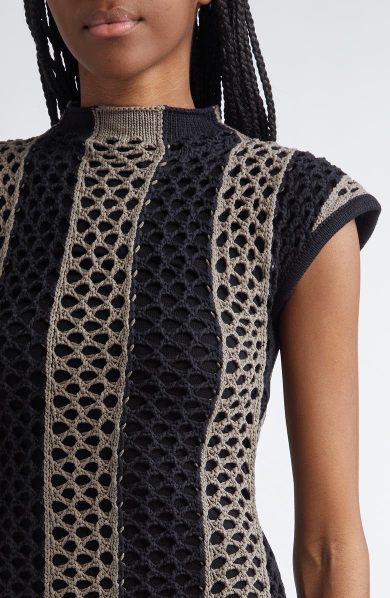 Diotima Neale Stripe Open Knit Cotton Blend Sweater Dress, Alternate, color, Slate