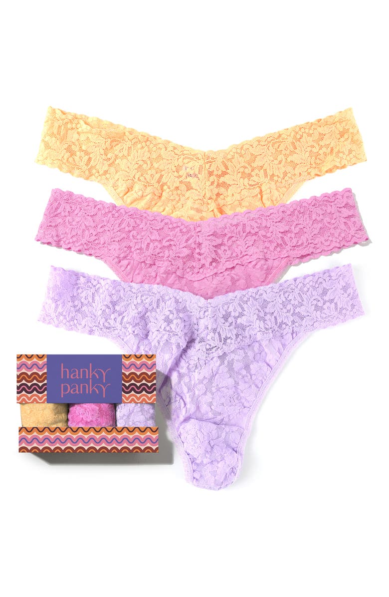Hanky Panky Assorted 3-Pack Lace Original Rise Thongs, Alternate, color, Adcw